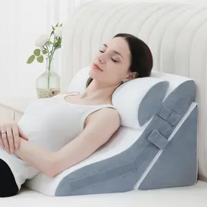 3PCS Bed Wedge Pillow for Sleeping, 20-in-1 Pillow Wedge for Back Leg Pain Relief, 23" Wide Wedge Pillow for After Surgery, Acid Reflux, Snoring, Back Pain