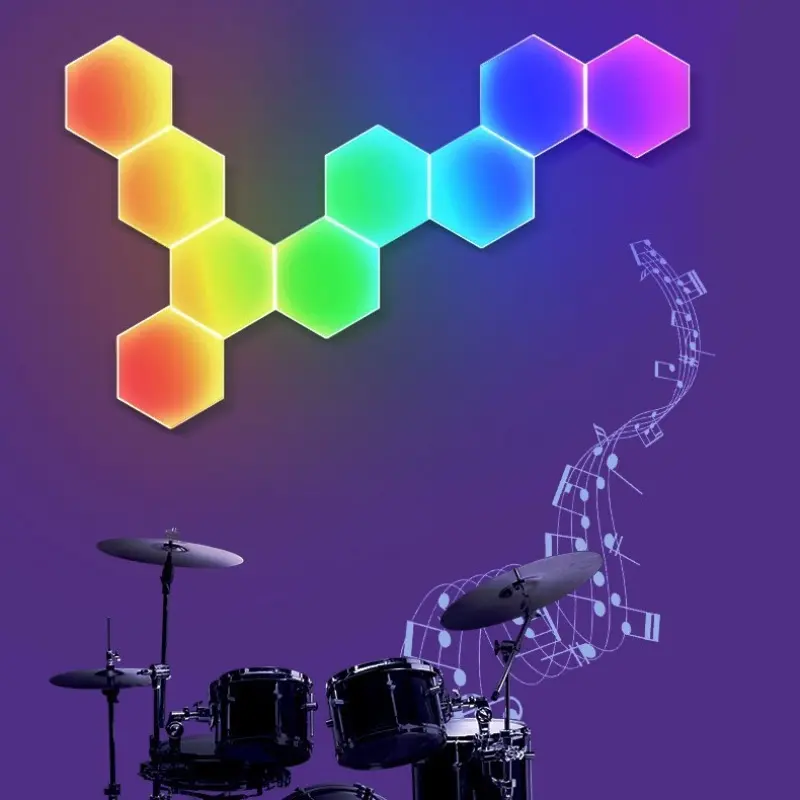 3/6 Pack Touch Control Hexagonal LED Wall Light | RGB Color Changing Night Light, Battery Powered Vibrant Geometric Design Modern Lighting Customizable Lighting Led Lights for Gaming Room, Bedroom & Living Room Decor