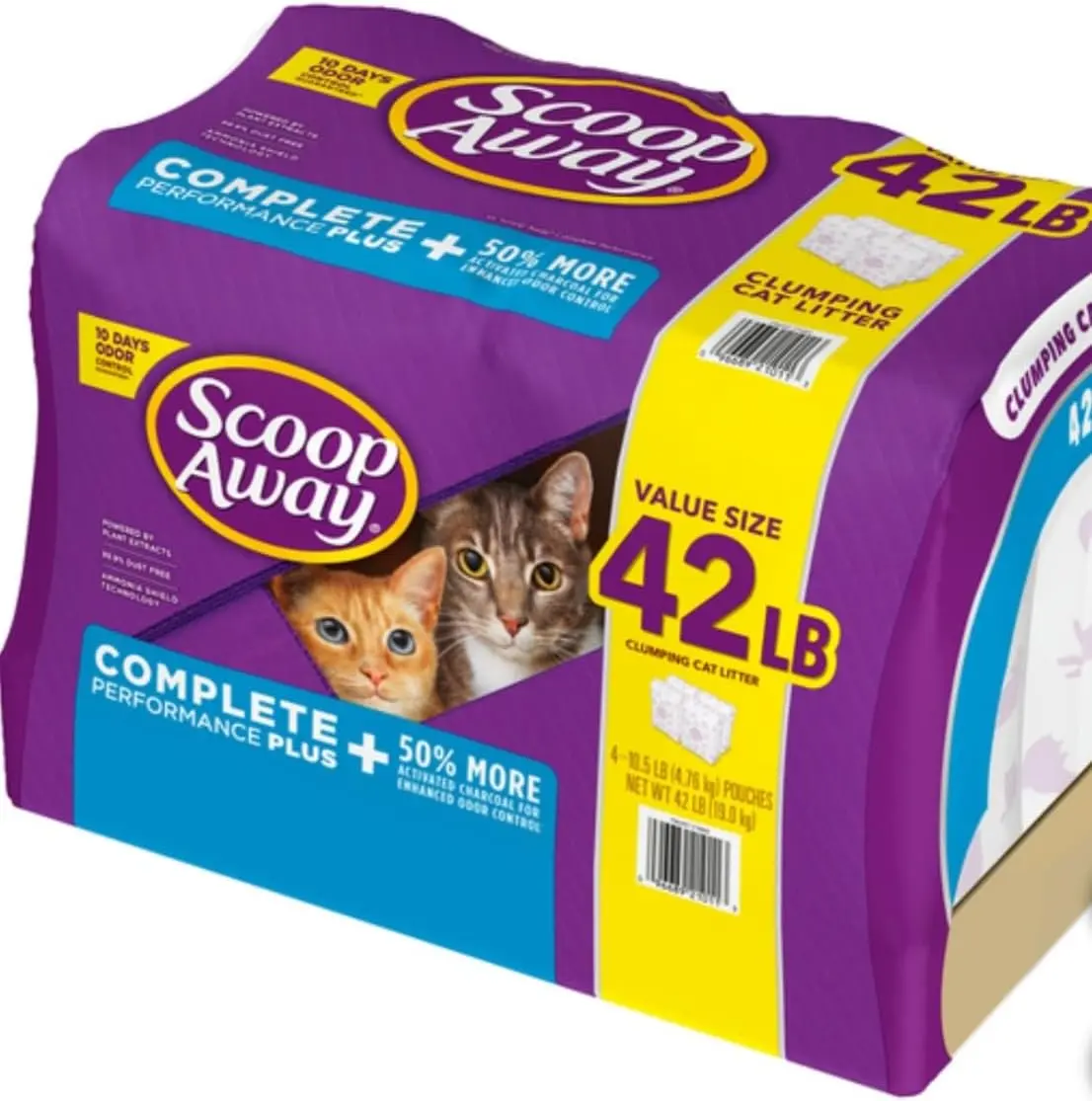 Scoop Away Complete Performance Plus Bentonite Clay Cat Litter - Odor Blocker, Strong Clump Formula, 42lb Bulk Bag