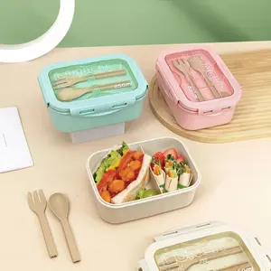 Reusable Bento Box with Utensils, Microwave Safe Lunch Container, Durable Portable Snack Box for School Office Outdoor Use