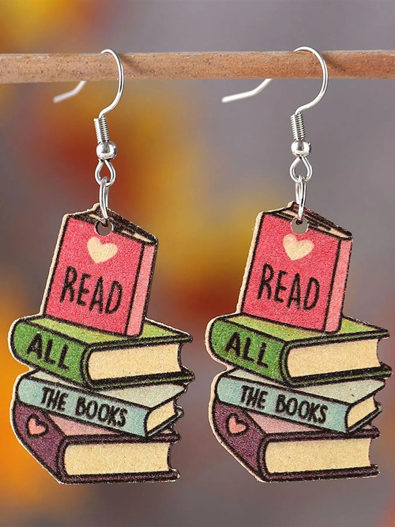 Cute Letter Pattern Dangle Earrings (1 Pair), Wooden Book Design Drop Earrings for Girls for Party Wear, Fashion Jewelry for Women, Daily Clothing Decor, High Quality Earrings, Fashion Accessories