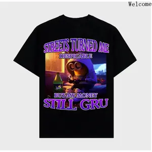 Minions Meme T-Shirt Streets Turned Me Despicable Vintage Streetwear Graphic Tee for Teens Young Adults 2026 Funny Oversized Aesthetics