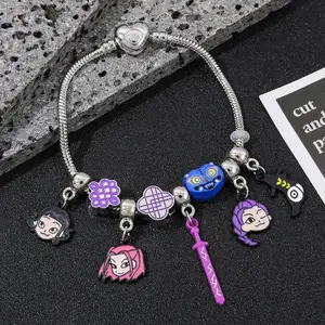 DIY Anime Theme Charm Bracelet, Trendy Jewelry, KPop Demon Hunters Gift, 23.8g 19.5cm Festive Use Accessory for Daughters