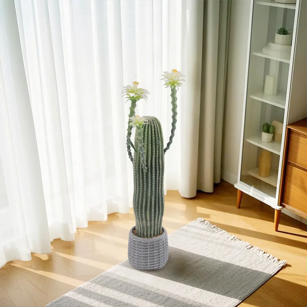 HOME Artificial Cactus Potted Plant Faux Desert Cacti Fake Big Cactus Plant with Planter Realistic Faux for Home Garden Office Indoor Outdoor Decoration