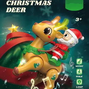 Swinging Santa Claus and Elk Electric Doll Light Music Gift
