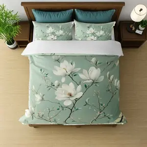 Fresh Theme 3-Piece Set, Magnolia Print Bedding, Bed Sheets Set, Includes 1 Fitted Sheet + 1/2 Pillowcases, High-Definition Seasonal Prints