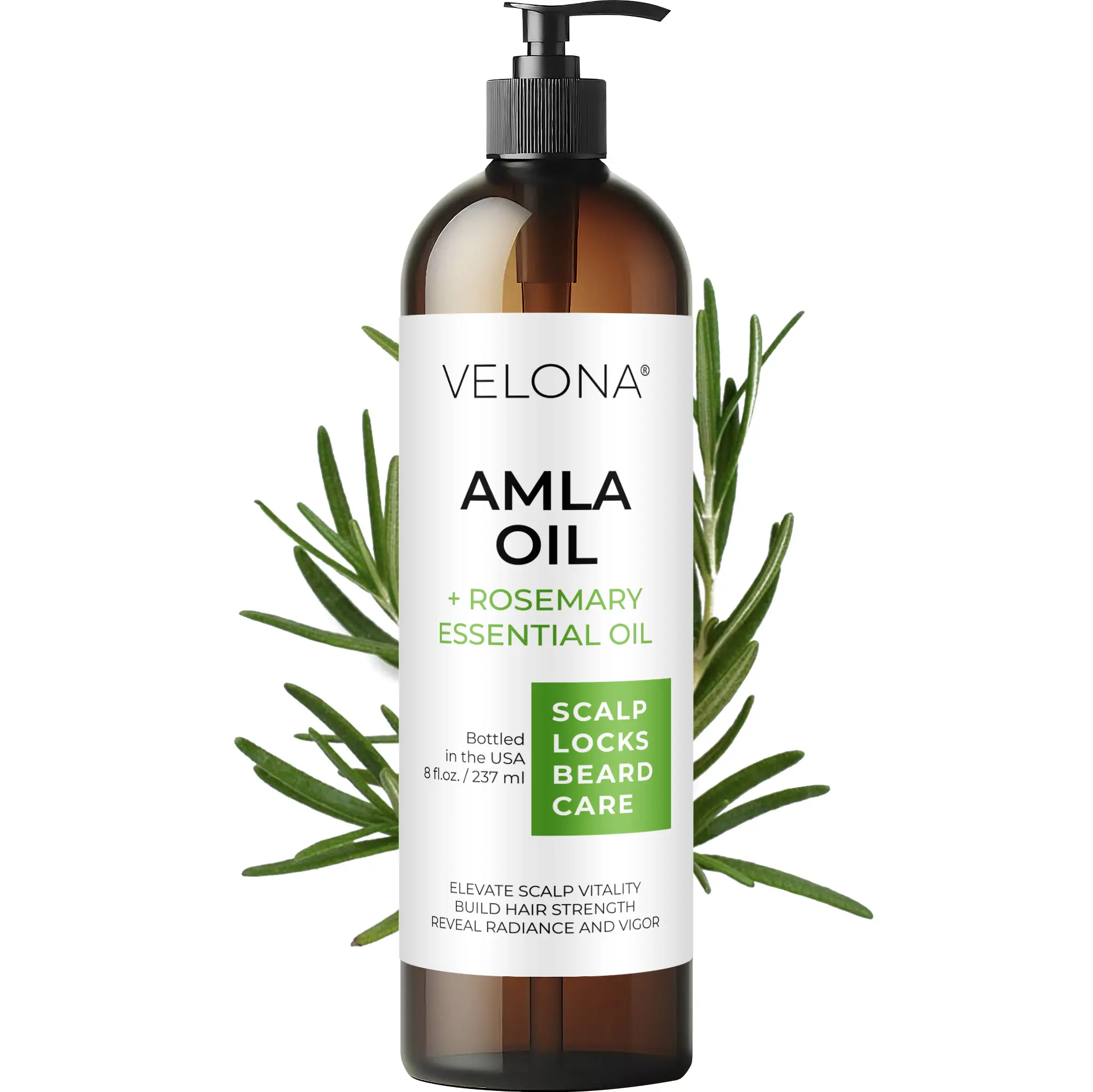 velona Organic Amla Oil with Rosemary - 8 Fl Oz | Promoting Hair, Scalp, Eyelash and Eyebrow Growth | 100% Natural and Pure Smooth Hydrating