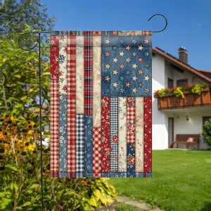 Patchwork American Flag Garden Flag: Vintage Quilt Style, Patriotic Yard Decor