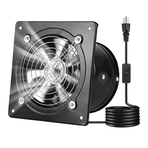 VEVOR 6 Inch Exhaust Fan, 308 CFM High Velocity Wall Mount Vent Fan with On/Off Control, Low Consumption, Portable Ventilation Extractor for Attic,Garage,Basement,Workshop,Kitchen, Chicken Coop,Black, Fans