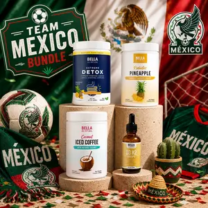Bella All Natural Team Mexico Bundle: Extreme Detox Pineapple + Probiotics Pineapple + Coconut Iced Coffee + D3 K2 Drops