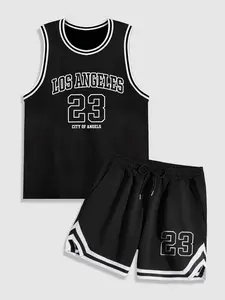 Men's Style Basketball Outfit, Los Angeles 23 Jersey Top & Shorts with Vintage Design, For Basketball Games and Casual Street Fashion