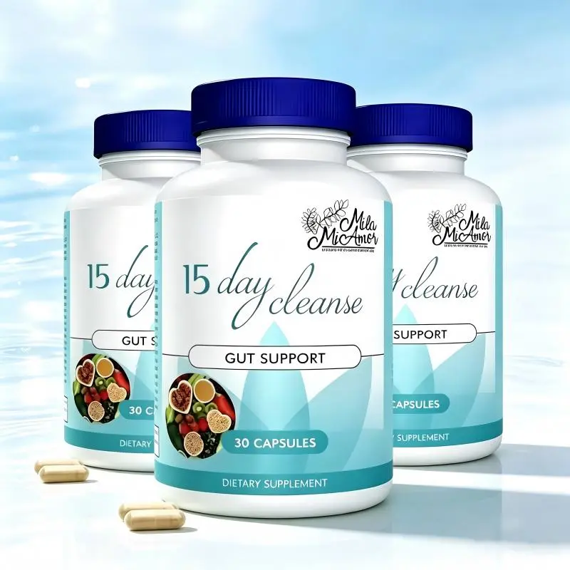 Mila McAnner 15 Day Cleanse Gut and Colon Support Caffeine Free Advanced Formula with Senna Cascara Sagrada Psyllium Husk Non-GMO Probiotics 30 Capsules