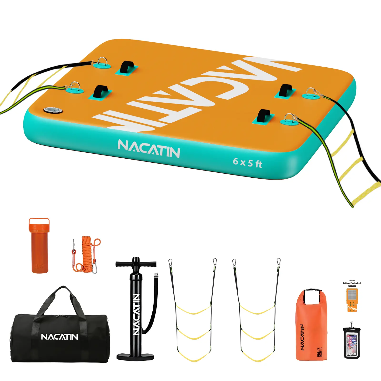 【Back To School】Inflatable Floating Dock & Water Hammock Combo – Complete Set Includes Air Pump, Repair Kit & Carry Bag. Perfect for Leaf-Peeping on the Lake, Relaxing in Cool Waters, or Soaking Up the Fall Sun at the Beach, Pool or Ocean.