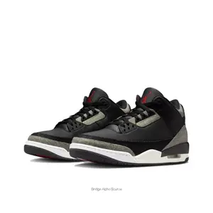 Black-Grey Leather Mid-Top Sneakers with Dark Elephant Print and Red Heel Details