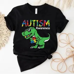 Autism Dino Shirt, Autism Awareness Shirt, Autism Support T-Shirt, Gift For Special Education Teacher, Puzzle Piece Shirt, Special Education Gift Casual Cotton Menswear