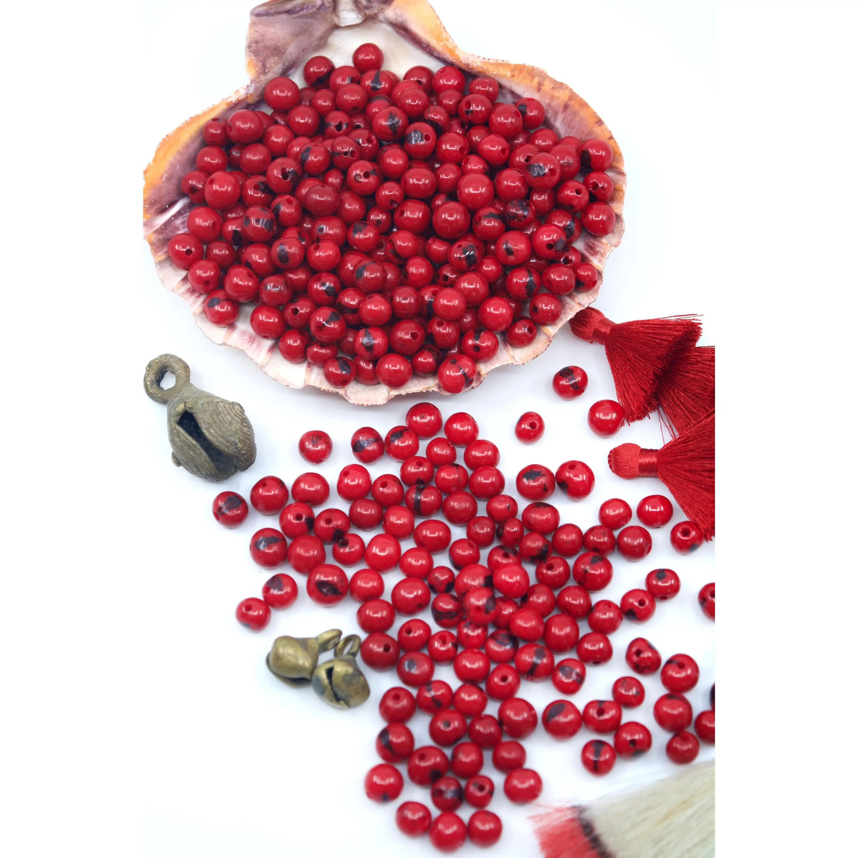 Scarlet Red: Real Acai Beads from South America, 8-10mm / Pick your Qty