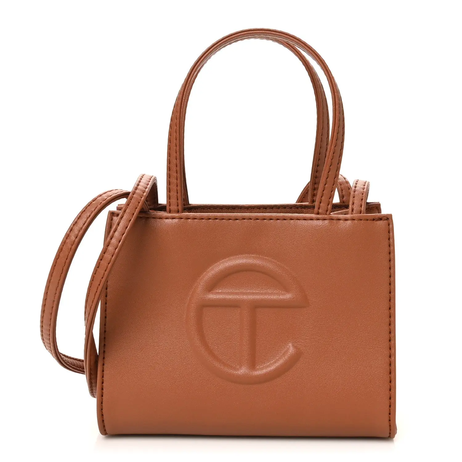 Pre-owned Telfar Vegan Leather Tote Bags Small Shopping Bag Tan