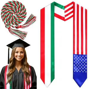 Class of 2026 Graduation Stole with Grad Cord First Generation Graduation Sash for International Students Senior Grad Gift Featuring Country Flag Design