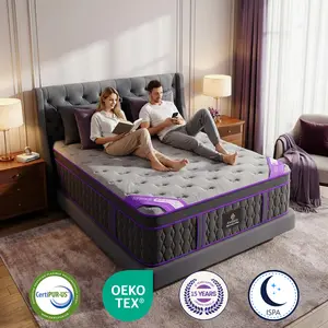 【Amethyst Series】Fansace 14 inch Queen size bed sore spring mattress in a box,memory foam,medium firm mattress with gel memory foam&pocket springs,Hybrid Pocket Coil Mattress with Breathable Gel-Infused Cooling Gel Memory Foam,Medium-Firm