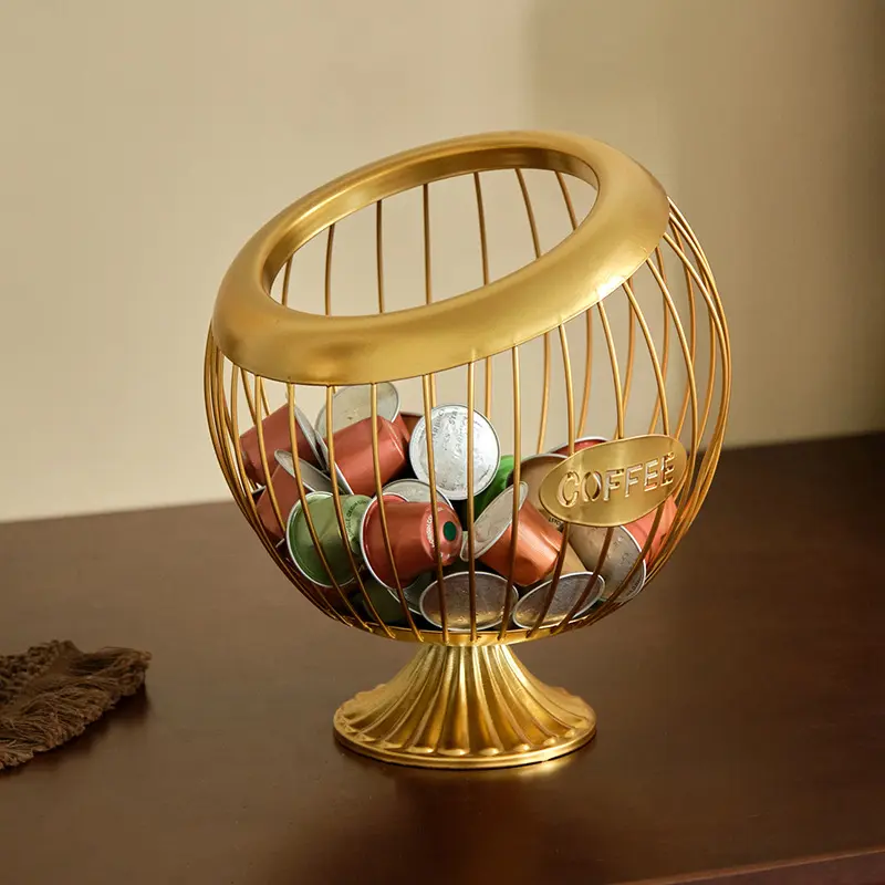 Oblique storage basket coffee size capsule milk ball sugar storage rack Home Organizer Wire Basket Metal Storage Basket