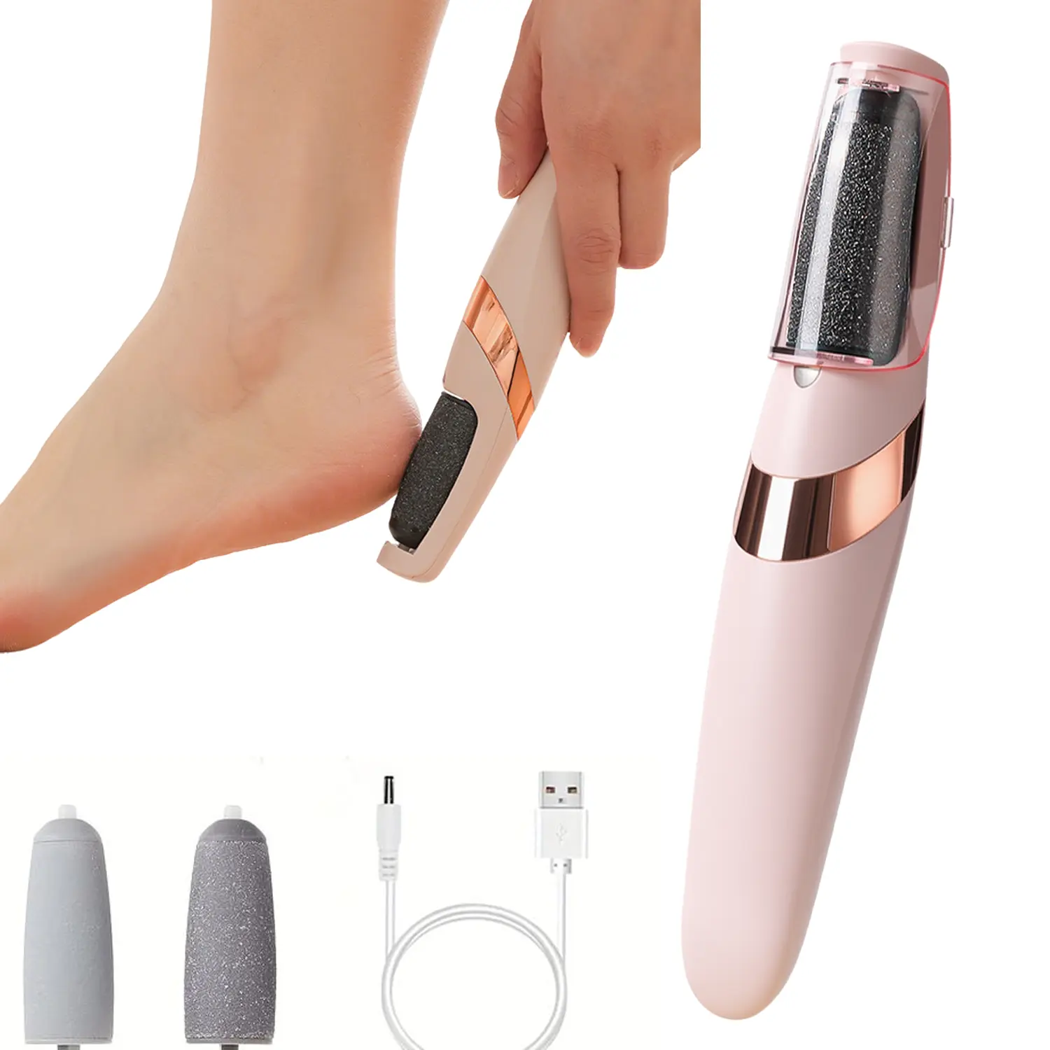 Electric Callus Remover for Feet, Rechargeable and Waterproof Foot File, Portable Pedicure Tool for Hard Cracked Heels and Dry Rough Skin, for Smooth and Soft Feet for Women and Men