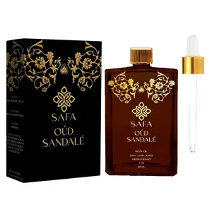 SAFA Oud Sandalé Oil – Organic Oud & Sandalwood Essential Oil for Hair, Body, Face & Nails – Arabian Perfume Oil for Women & Men - Strong & Long Lasting Fragrance 4 Fl Oz