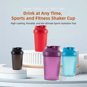 [400ml Protein Shaker] Leak-Proof 400ml Colorful Protein Shaker Bottle, Sports Drinking Bottle with Mixing Ball| Perfect for Fitness, Sports Nutrition, and Milkshakes| Dishwasher Safe, No Electricity Needed, PP Material,BPA-Free