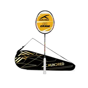 HUNDRED Powertek 2000 PRO Badminton Racquet with Full Cover (Black,White,Navy Size: Standard, Grip Size: G6) | Strung | Material: Graphite | For Intermediate Players | Weight: 90 grams | Maximum String Tension - 22-24lbs