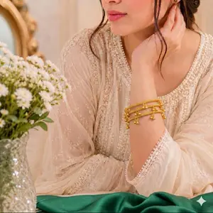Kashmiri Ghungroo Bangles Set: Gold Tone Traditional Indian Bridal Jewelry pack of 8
