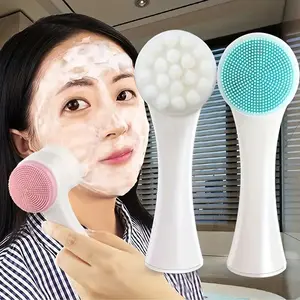 1pc Dual-Sided Silicone Facial Cleansing Brush, Gentle Exfoliating & Massaging Bristles, Suitable for All Skin Types, Perfect Gift for Girlfriend