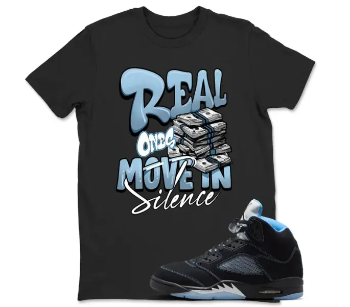 Shirt Black to Match 5 Black University Blue White 2026 Sneaker, 5 Black University Blue Outfit Shirt, Casual Cotton T-Shirt, Gift for Sneaker Lovers