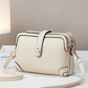 ELIPAPRO  SC5839 Women's Fashion Double Zipper 2025 New Solid Color Casual Shoulder Messenger Bag