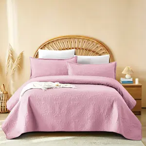 3pcs Refreshing Summer Quilt Set Decorative Bedding Set - Lightweight Breathable Microfiber Bedspread - Modern Coin Pattern Coverlet All Season - Holiday Gifts For Family Friends (1 Quilt, 2 Pillow Shams)