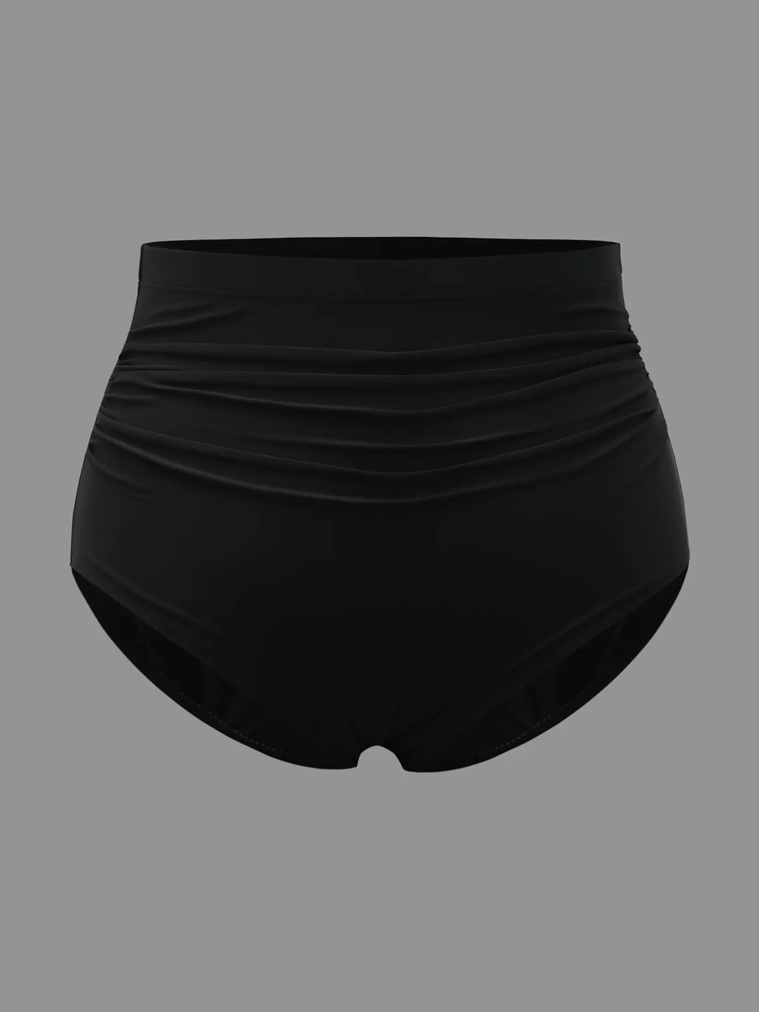 Plus Size High-Rise Ruched Waist Nylon Blend Skinny Fit Swim Bottoms - Gathered Look, Mom-Friendly, 2026 Summer Pick, Sizes M-6X, Sporty Rashguards for Sports Use, High Rise Swim Bottoms