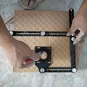Aluminum Alloy Tile Hole Opener, Universal Hole Opener, Multi-purpose Stacking Folding Ruler, Multi-functional High-precision Six-fold Ruler, Measuring Ruler, Tool