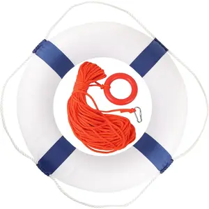 20/28 inch Foam Life Preserver Ring with 98.4 ft Floating Lifesaving Rope, Throwable Flotation Device, for Boat Safety Equipment