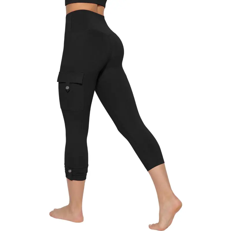 Flamingals Women's Hidden Scrunch 19" Cargo Leggings With Cargo Pockets 19" Inseam Stretchy