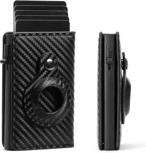 Wallet Card Holder for Men: Leather, RFID Blocking, Slim, Minimalist, 6-9 Card Capacity, Gift for Husband Boyfriend