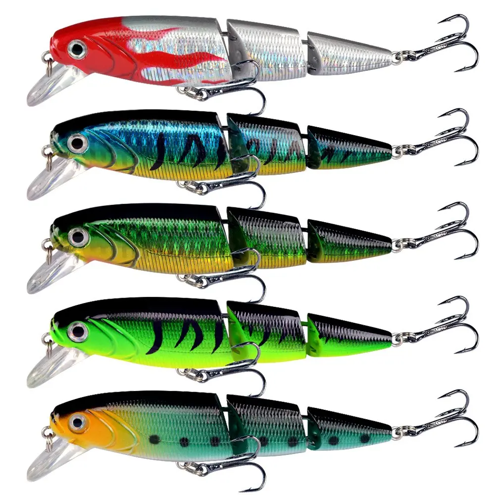 5pcs Multi-Section Minnow Bait 11cm/4.3inch, Sharp Worm Hooks, Ideal for Freshwater Saltwater Fishing, Saltwater Fishing Lures, Artificial Fishing Lure, Fishing Equipment, Catch Large Bass, Perch, Pike!