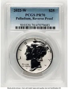 Modern Bullion Coins (2022-W Palladium Eagle 1 oz, REV PR Blue Gradient)