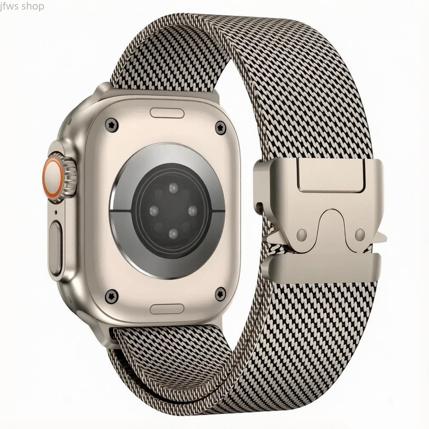 Men's Metal Wearable Accessory - iWatch Titanium Stainless Steel Mesh Band, Adjustable Strap with Secure Parachute Buckle for Ultra 2, Series 5-10, 42/44/45/46/49Mm Smartwatches, Elevate Your Style for Fitness, Casual Outings