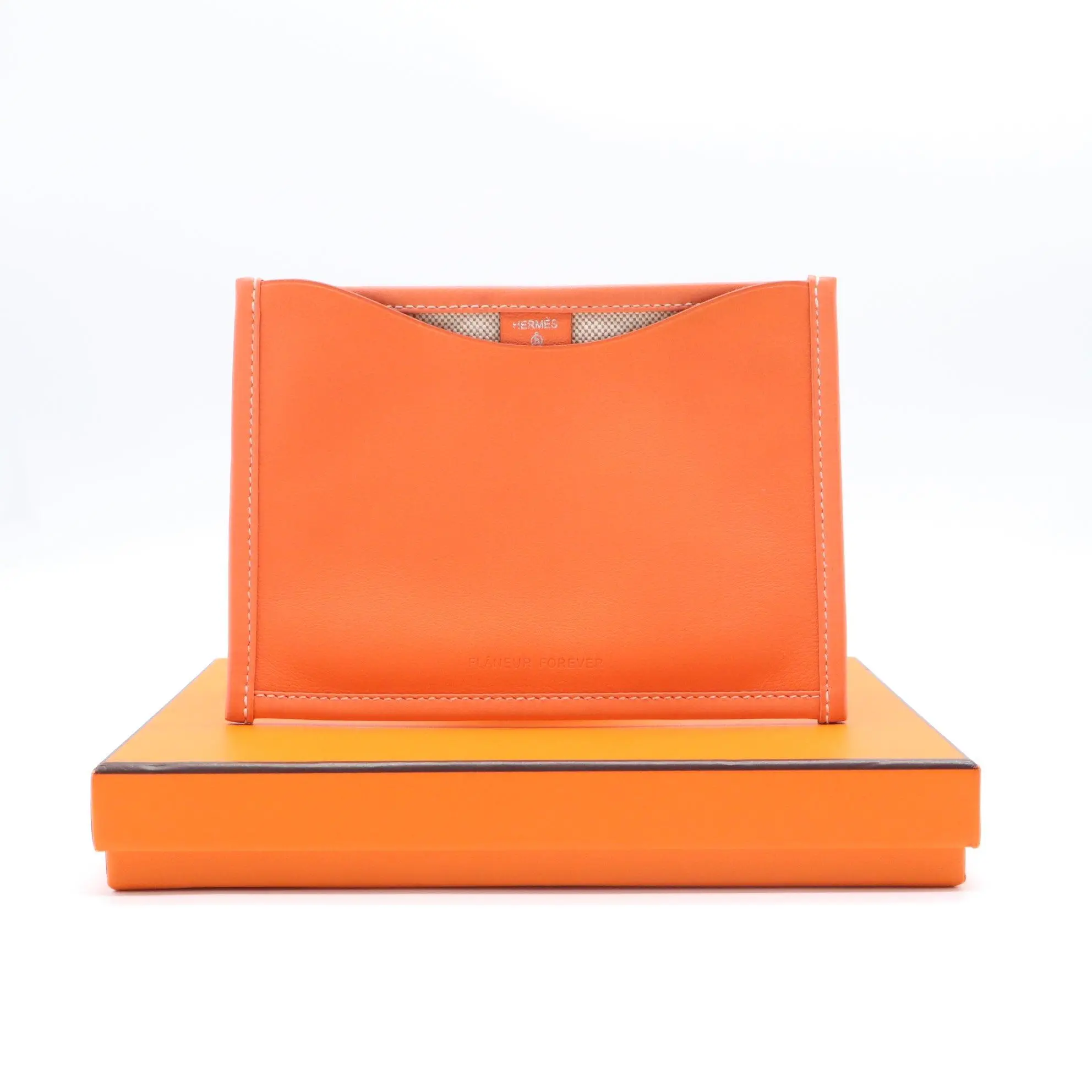 Pre-owned HERMÈS Leather Small Leather Goods Hermes Petit h Flaneur Forever Passport Case / Flat Pouch W21674