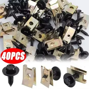 20/40pcs Chassis Engine Guard Metal Nut/Screw Washers U-shape Clip for BMW E46 E92 E90 F10 Car Fender Bumper Cross Head Screws Automotive Accessories