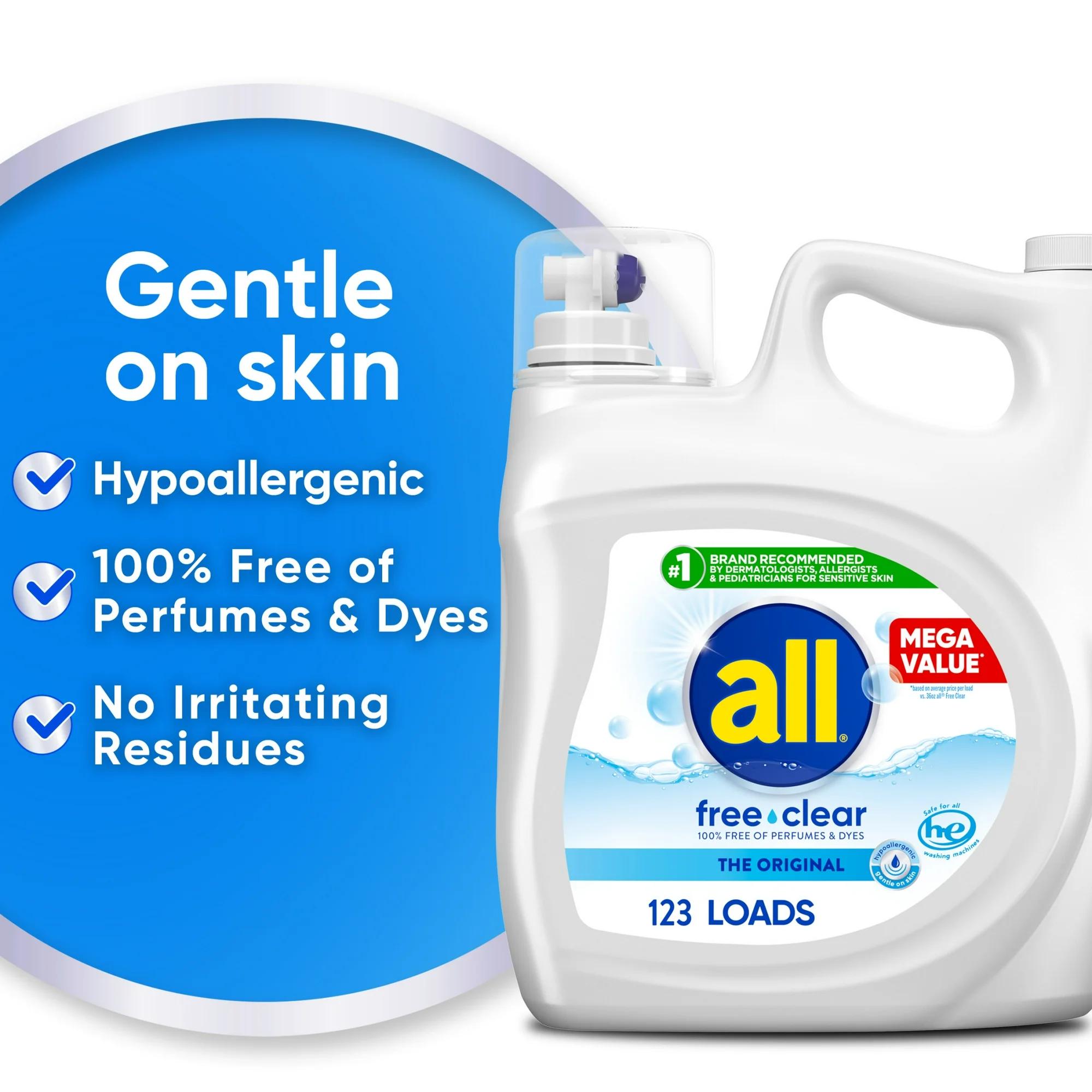 all Free Clear Liquid Laundry Detergent, 184.5 oz, 123 Loads
