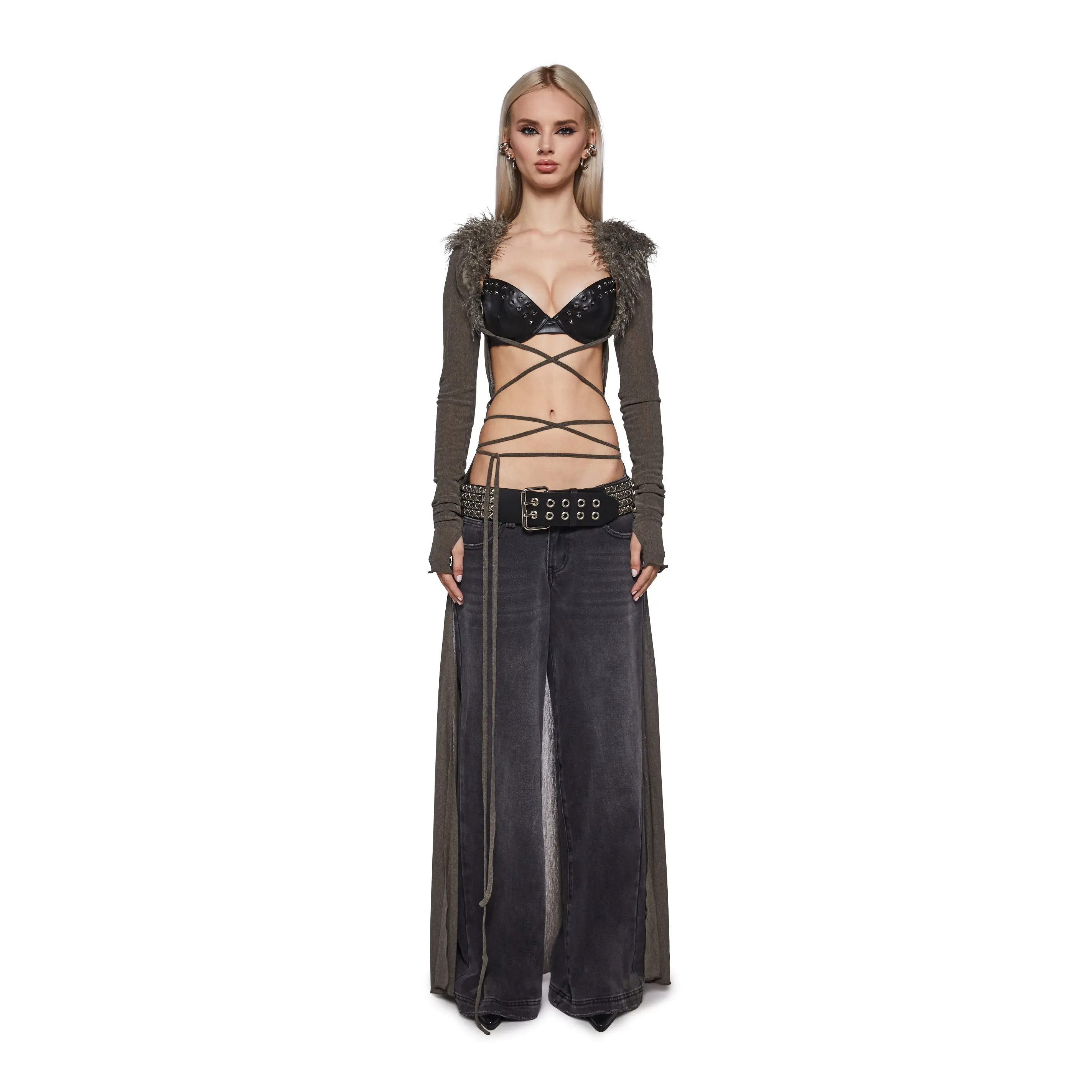 Siren Fur Collar Long Sleeve Duster