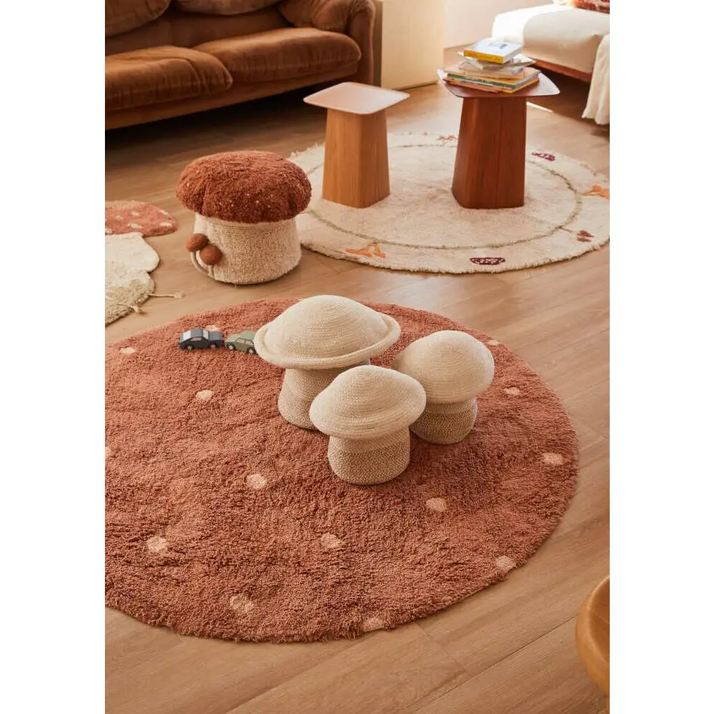 Lorena Canals Washable Rug Round Dot Chestnut