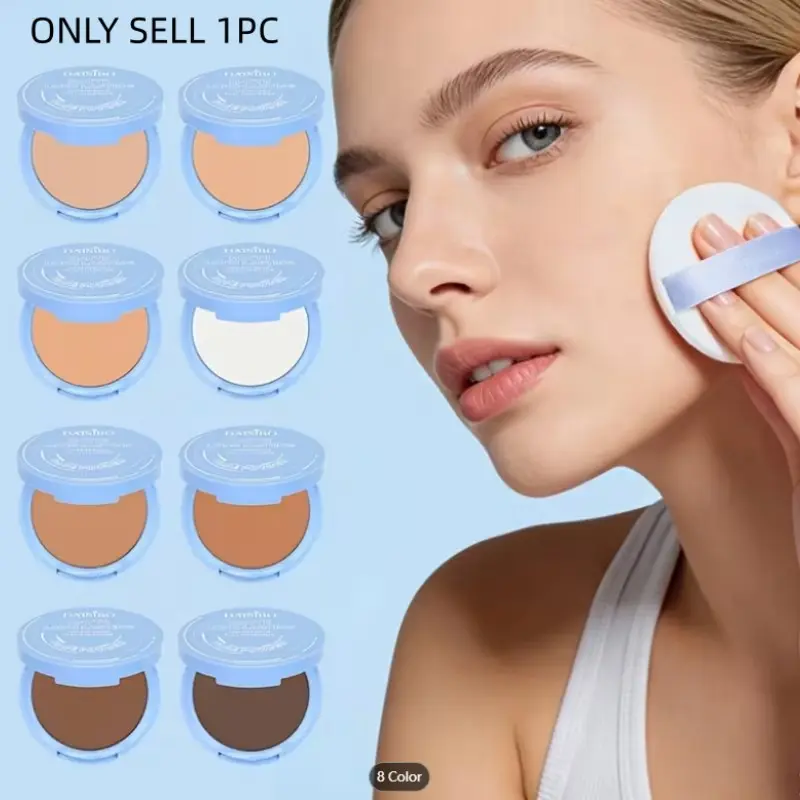 1pc Setting Powder Cake, Concealer Contour Powder, Oil Control Powder, Waterproof Face Powder, Waterproof Sweatproof, Long-Lasting Makeup, Matte Fine Brightening, Matte Makeup Finish, Eight Colors