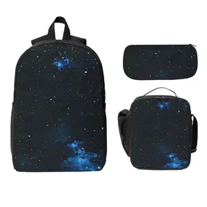 Galaxy 17 Inch 3 Pieces Set School Travel Backpack With Insulated Lunch Bag Pencil Case