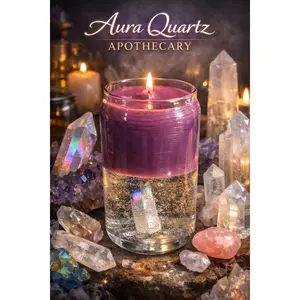 Aura Quartz Apothecary Candle- Crystal infused Non-Toxic Soy Candle for Energy and Home Ambiance