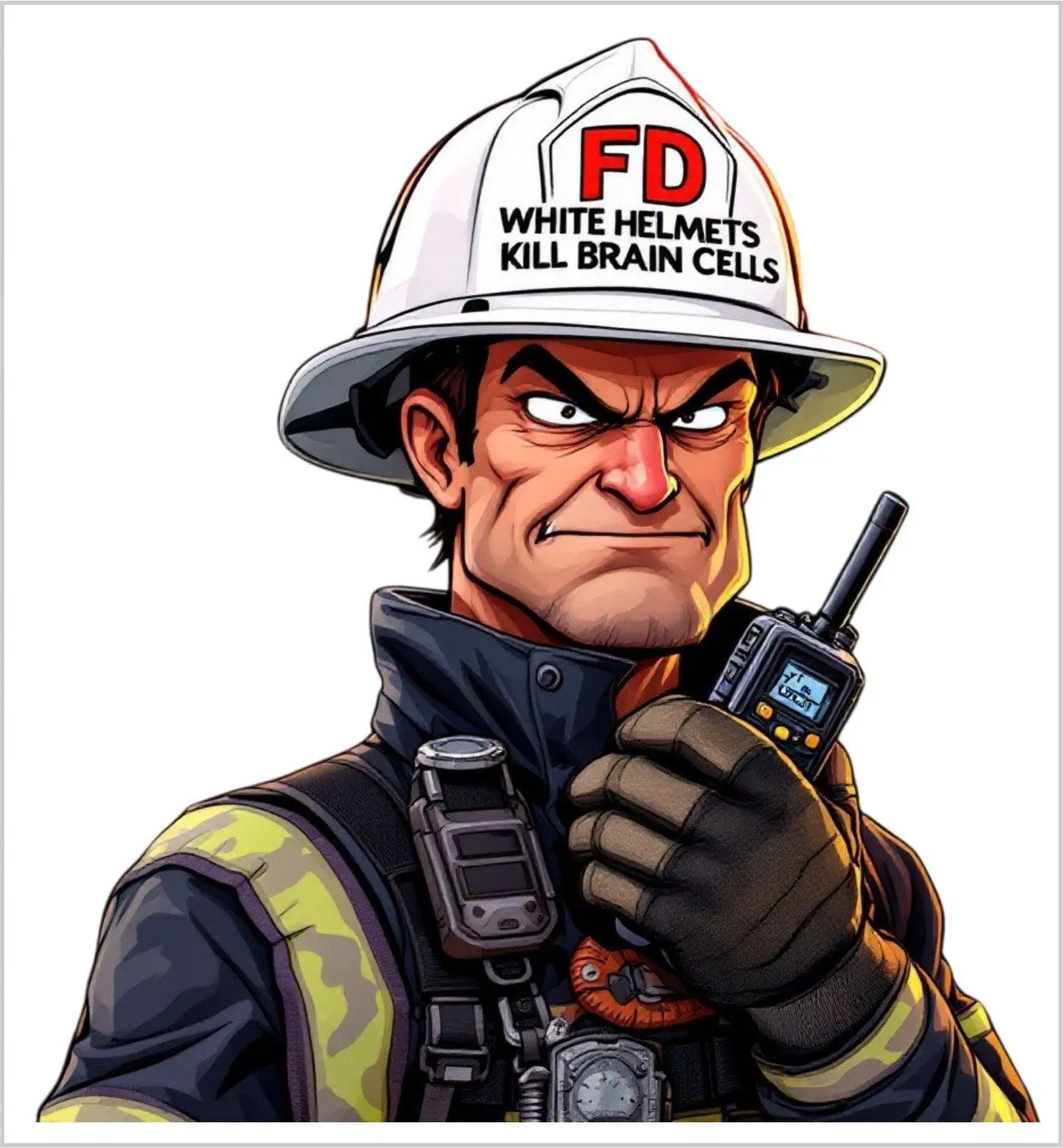 Fierstien Reflective Vinyl Firefighter Decal Sticker - White Helmet's Kill Brain Cells Version 1, 3M Material, UV Laminated, High Visibility, Multi-Size, 10+ Year Outdoor Life, Fire Department Graphic for Automotive/Motorcycle Exteriors
